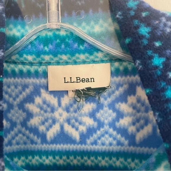 Vintage L.L Bean Womens Blue Winter Striped Quarter Zip Fleece Pull-Over Sweater - Picture 4 of 7